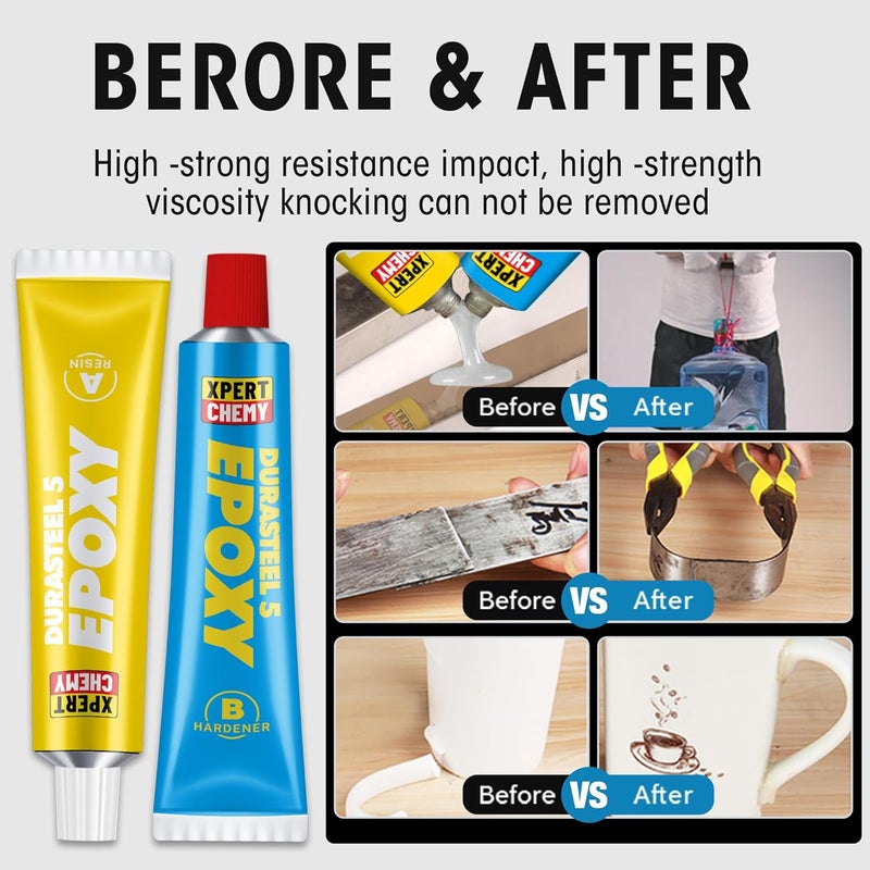 XPERTCHEMY 2 Part Epoxy Glue, 5 Minute Epoxy Adhesive, Rapid Cure Golf, Wood, Plastic and Metal etc, Waterproof & Extra Strength, High Temperature Resistance, 2 x 20g, Clear - Image 2